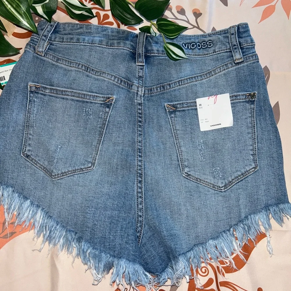 VIGOSS ACE HIGH RISE FRAYED HEM SHORT LIGHT BLUE